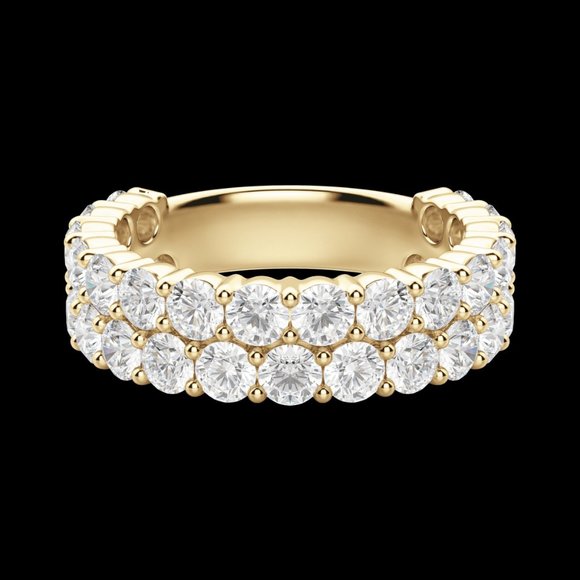 Round Cut Pavé Semi-Eternity Band (1 1/4 Tcw), Lab Grown Diamonds - Picture 6 of 9